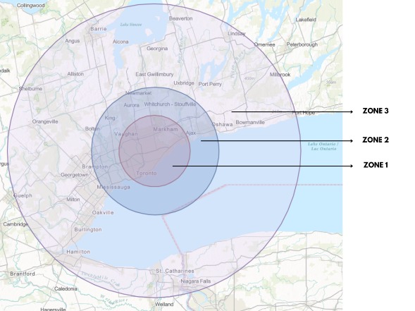 Instapix Events service area zone map